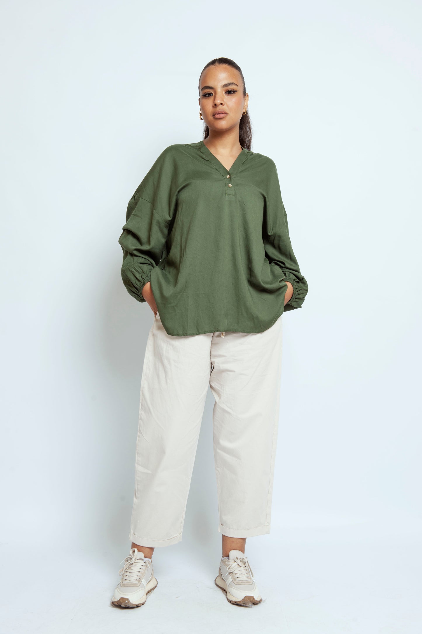 Olive V Blouse