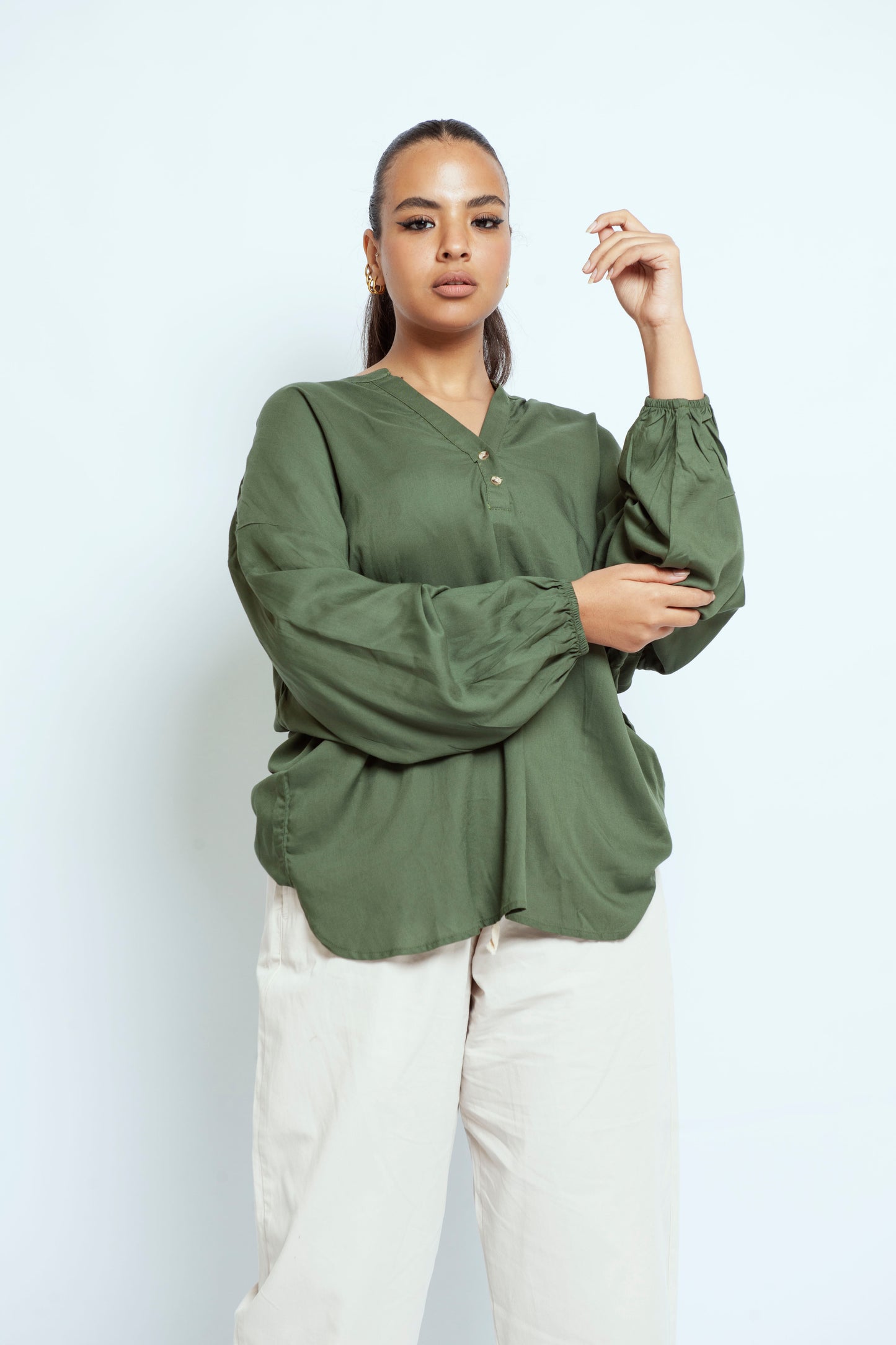 Olive V Blouse