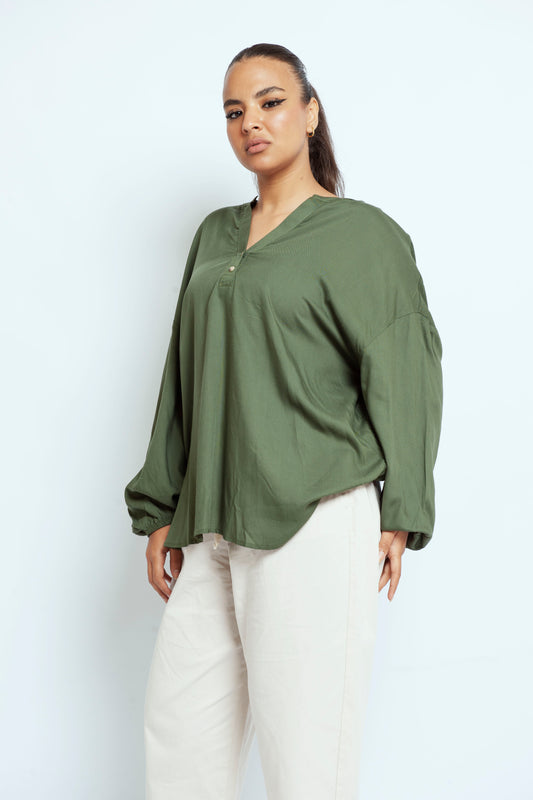 Olive V Blouse
