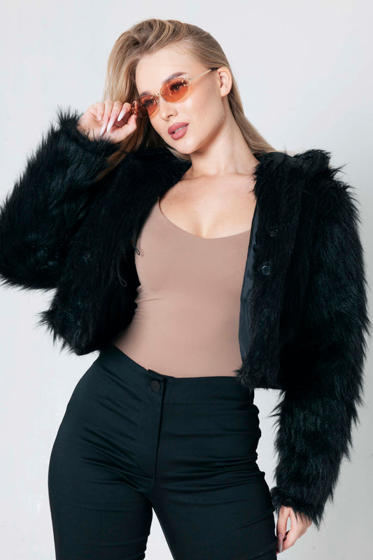 Black Fur Hair Jacket