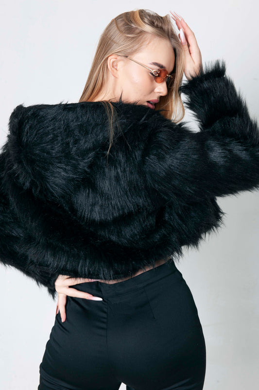 Black Fur Hair Jacket